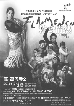 小松原庸子スペイン舞踊団創立45周年記念公演プレ・オープニング〝フラメンコ　粋と情熱″－その神髄を杉並に―